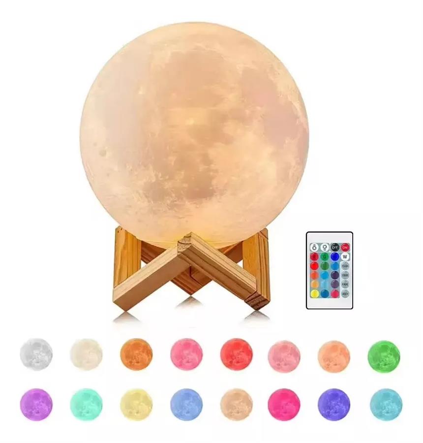 LAMPARA VELADOR 9527B-3D LUZ DE LUNA 18CM 16 COLORES BLANCA