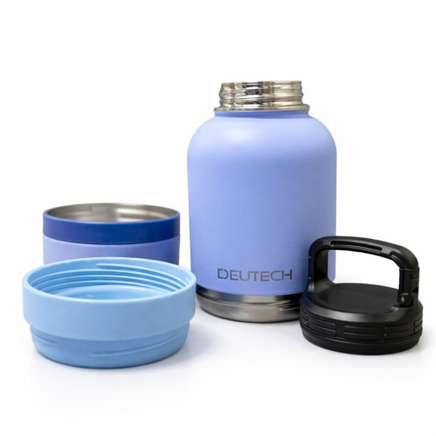 Botella Bebedero 3 en 1 Dispenser Portatil Perro Gato Azul