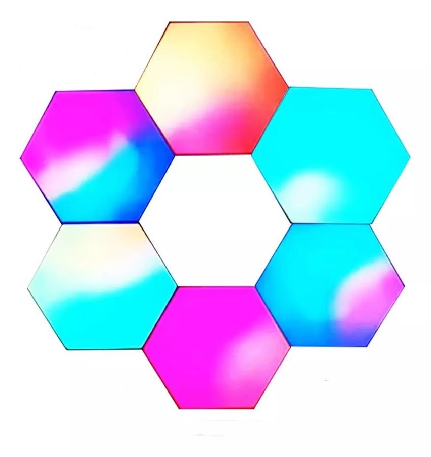 LAMPARA HEXAGONAL F017A TACTIL 6 X 5050 RGB SMD LED