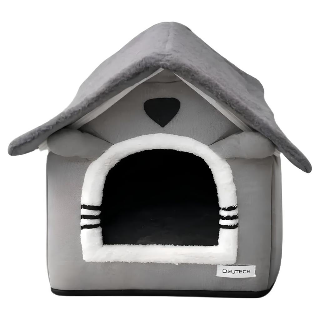 CAMA CUCHA CERRADA DEUTECH FORMA CASA PARA PERRO Y GATO MASCOTAS PEQUEÑAS