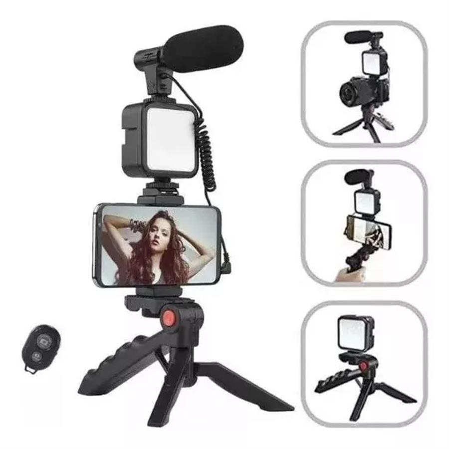 LAMPARA STREAMING 239035 C/MICROFONO Y TRIPODE 3.5 NEGRA
