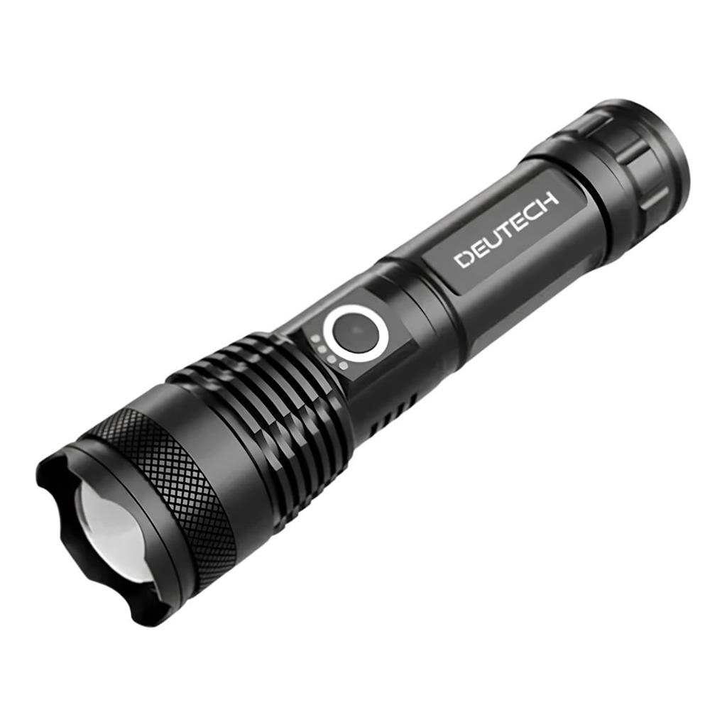 LINTERNA DEUTECH 2609 TACTICA LED XHP50 ALUMINIO REC. USB 1500L 300M + LLAVERO LINTERNA C/ESTUCHE