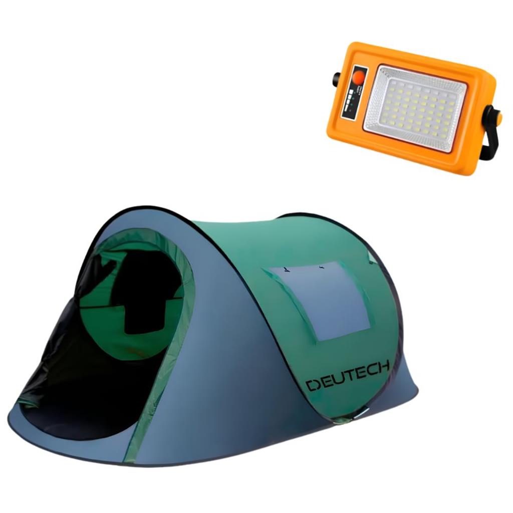 CARPA AUTOARMABLE DEUTECH 2 PERSONAS + LAMPARA LED POWEBANK