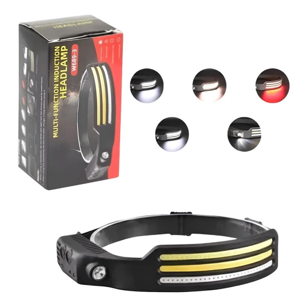 LINTERNA VINCHA DEUTECH 21831 2 LED 1 XPE+1 COB RECARGABLE USB 660L 200M