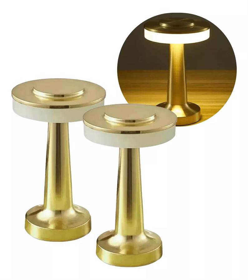 LAMPARA VELADOR 249521 HONGO USB COLOR GOLD KIT X2