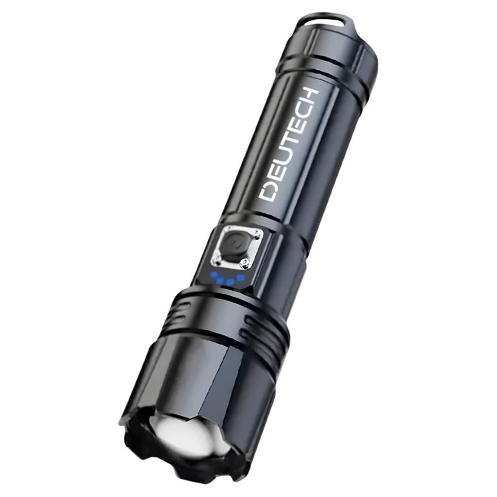 LINTERNA DEUTECH 2606 TACTICA LED XHP70 ALUMINIO REC. USB 2000L 160M + LLAVERO LINTERNA