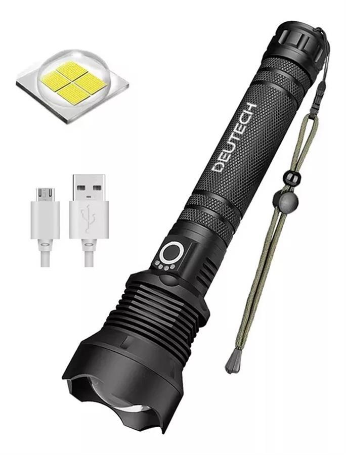 LINTERNA DEUTECH 2608 TACTICA LED XHP70 ALUMINIO RECARGABLE USB 2000L 300M