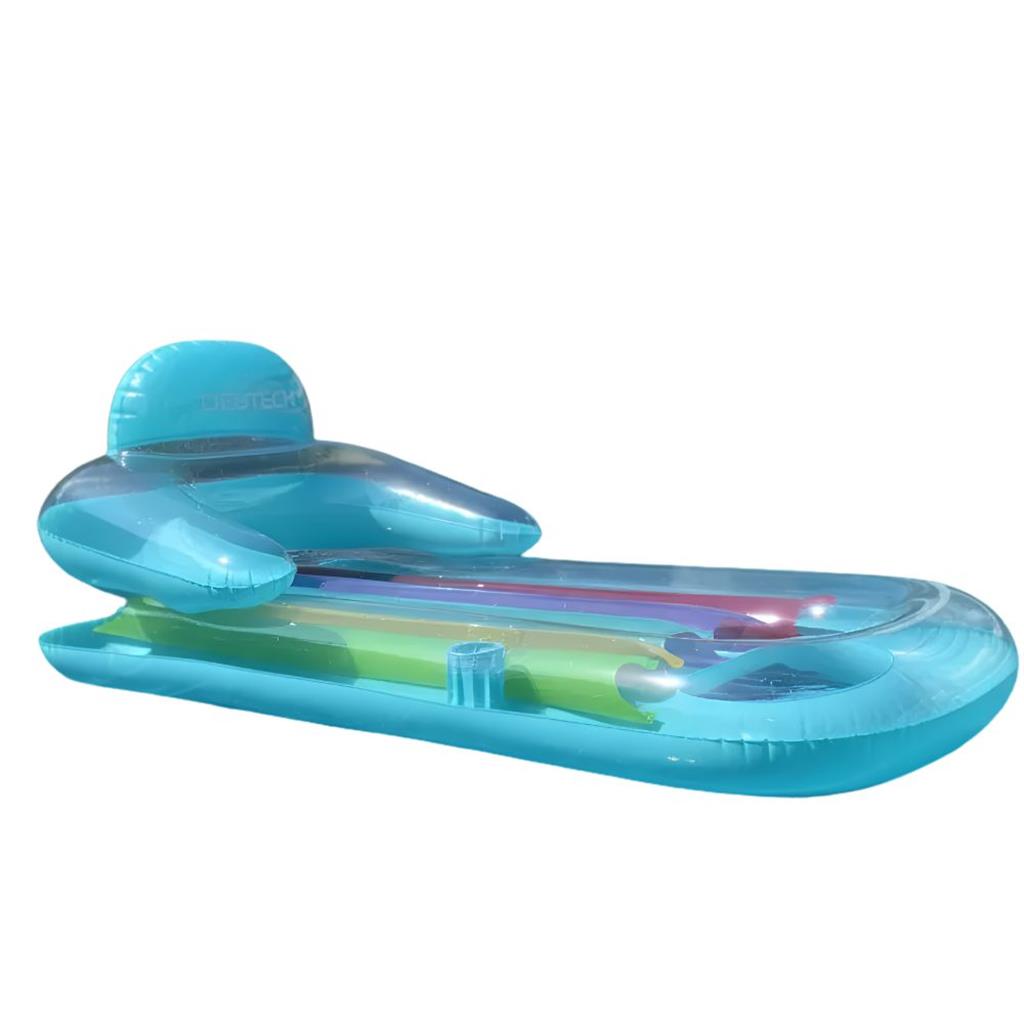 Colchoneta Inflable Deutech Para Pileta Cama Azul Apoyavaso Celeste